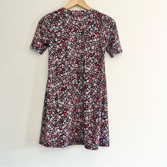 BCBGeneration Floral Babydoll Dress w Short Sleeves Red Blue Pink XS - Picture 5 of 6